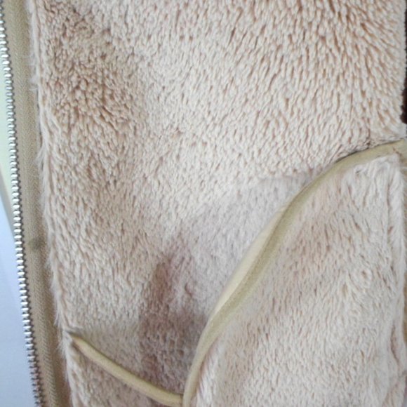 H&M Divided Tan Faux Suede Moto Jacket Full Zip Faux Fur Lined - Picture 5 of 7